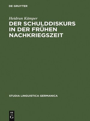 cover image of Der Schulddiskurs in der frühen Nachkriegszeit